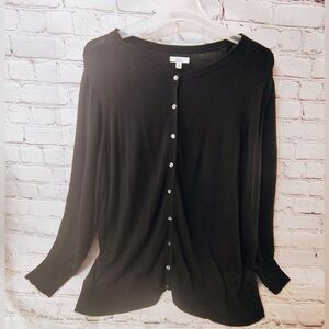 Croft & Barrow Grandma Sweater Button Down Black Cardigan 3X Grannycore